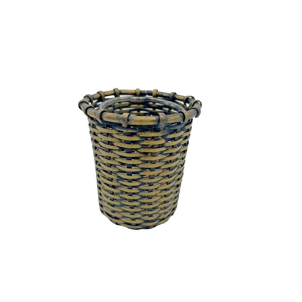 Vintage‎ Small Woven Metal Basket Votive Holder Candle India